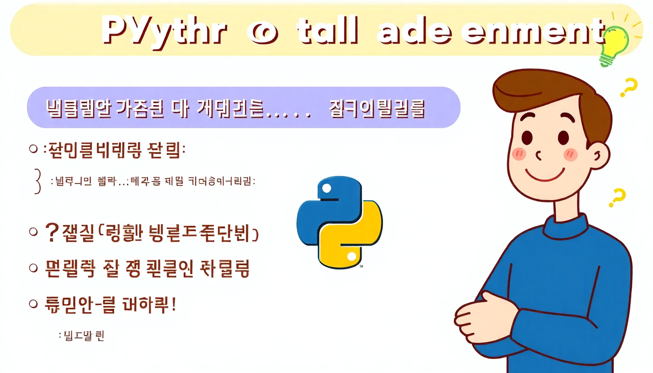 비전공자 파이썬 학습 관련 자주 묻는 질문과 답변을 친근하게 설명하는 이미지